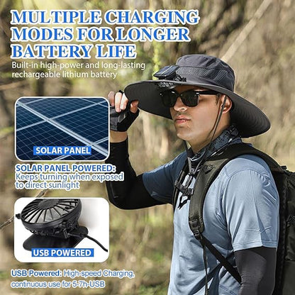 🔥2026 Summer Hot Sale🔥 New Ultralight Solar Fan Sun Hat – Lighter Than a Baseball!⚾(Only 11oz)