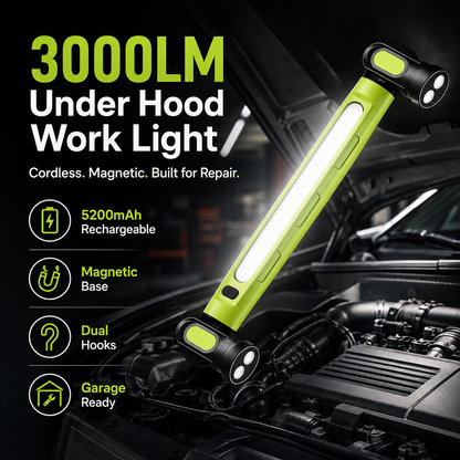 【FathersDayGift】3000LM Cordless Under Hood Work Light Bar for Car Repair & Garage Use