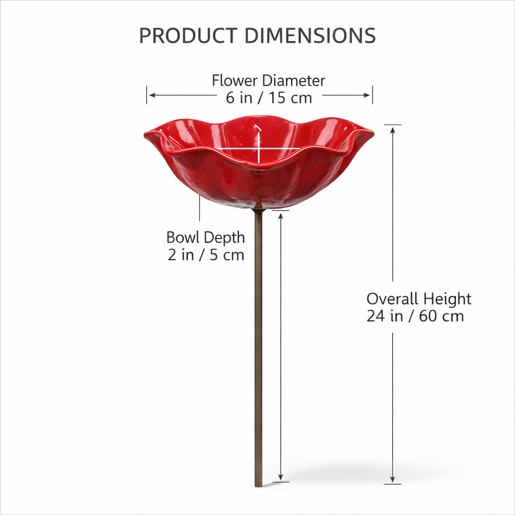 🐦 Handmade Metal Flower Garden Stake – Bird Bath & Outdoor Decor for Nature Lovers 🌸
