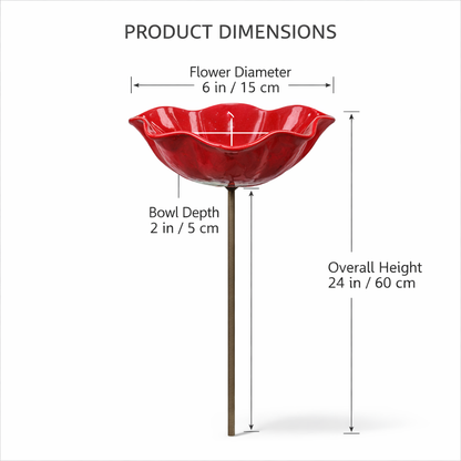 🐦 Handmade Metal Flower Garden Stake – Bird Bath & Outdoor Decor for Nature Lovers 🌸