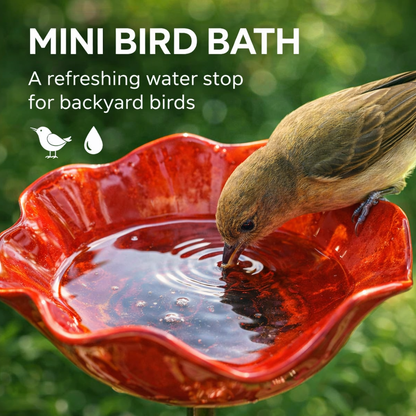 🐦 Handmade Metal Flower Garden Stake – Bird Bath & Outdoor Decor for Nature Lovers 🌸