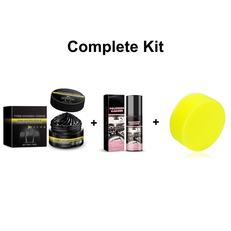 Complete Kit: Tire Shine Paste+Interior Cleaner+Free Sponge