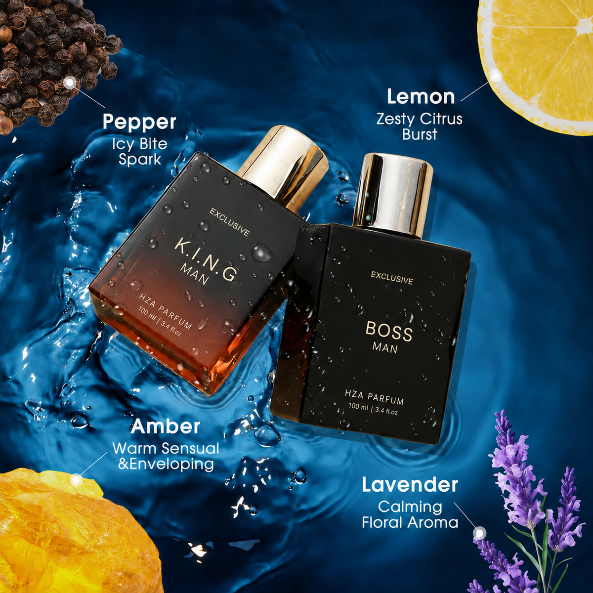 Gentlemen’s Fragrance Set with BOSS MAN Perfume & K.I.N.G. MAN Aroma.