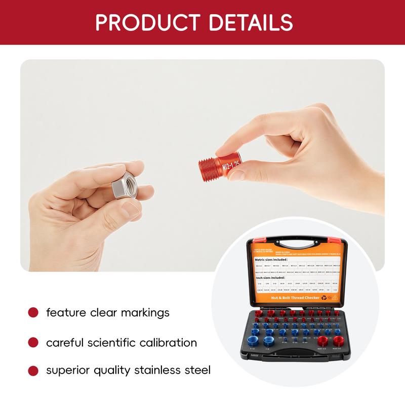 44Pcs Nut & Bolt Thread Checker