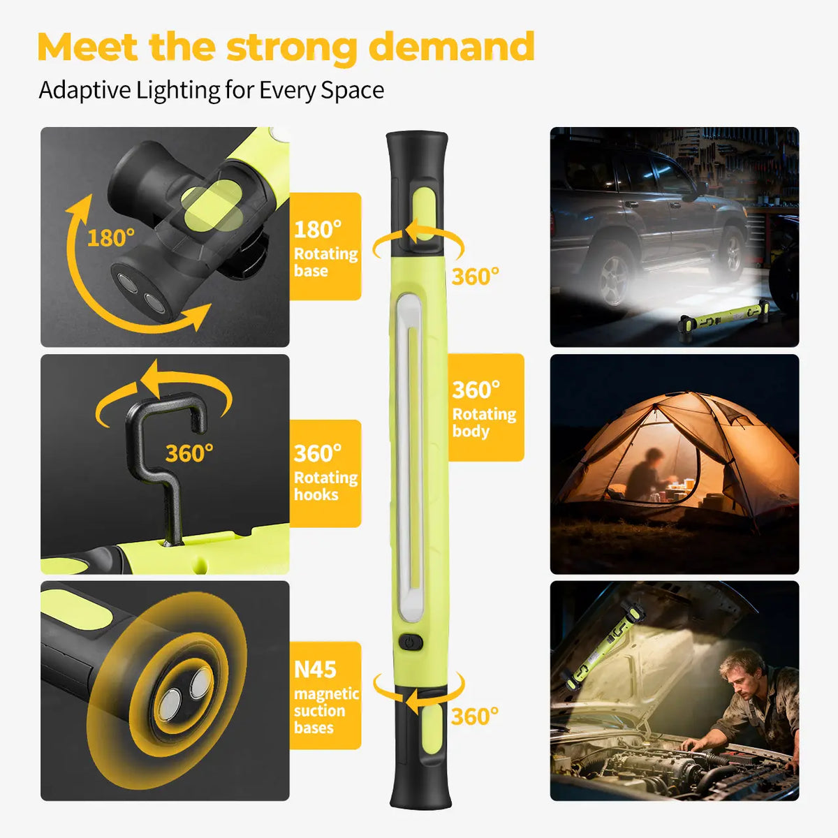 【FathersDayGift】3000LM Cordless Under Hood Work Light Bar for Car Repair & Garage Use