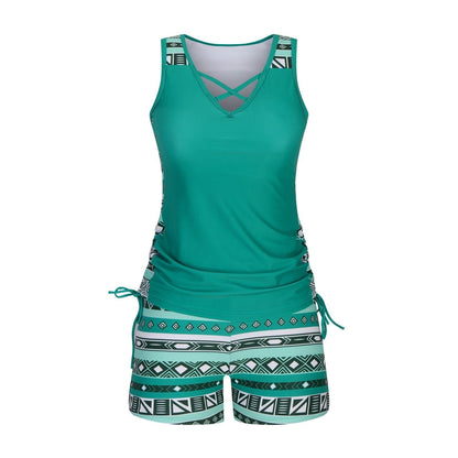 ⏰LAST DAY 50% OFF - Miraclesuit Women's Tummy Control Tankini Set with Built-In Bra – Flattering Boho Swimwear with Shorts