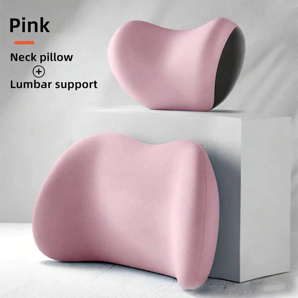 NIRACL Car Driving Car Pillow Set Neck and Waist Black Foam Neck Pillow Memory Lumbar Pillow