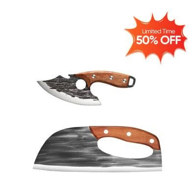 Premium Hand-Forged Chef's Knife & Cleaver Set