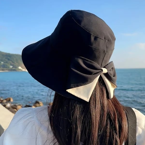 Women's Bowknot Wide Brim Sun Protective Hat