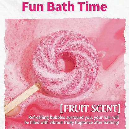 🧠🧩Perfect Gift for Kids🎁Cute Lollipop Bath Bomb – Colorful Bubble Bath Ball for Fun Bath Time