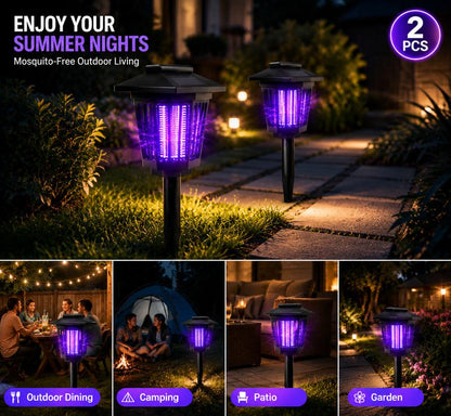 Eco-Friendly - 2-in-1 Flickering Flame - Solar Powered Mosquito Zapper & Garden Stake Light
