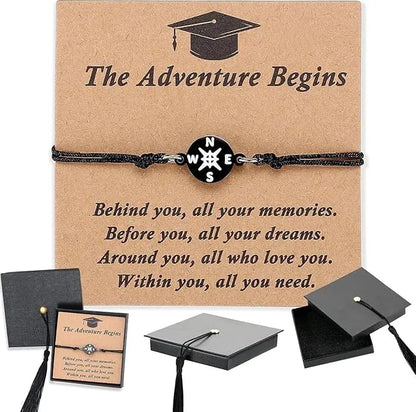 Graduation Compass Bracelet for Class of 2026 – Inspirational Gift for Her Him, High School College 8th Grade Graduate, Stainless Steel with Heartfelt Card & Graduation Cap Box