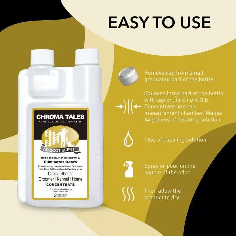 Kennel Odor Eliminator 🍑  Concentrate – Non-Enzymatic, Apricot & Fresh Scents for Tough Pet Odors
