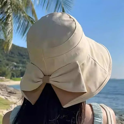 Women's Bowknot Wide Brim Sun Protective Hat