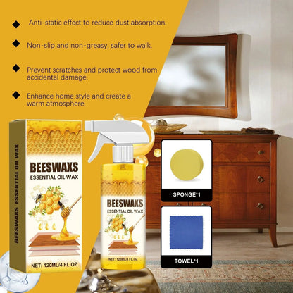 Beeswaxs Wood Polish Spray 120ml | Natural Shine & Protection for Furniture, Floors, Cabinets – Non-Greasy, Anti-Dust Finish