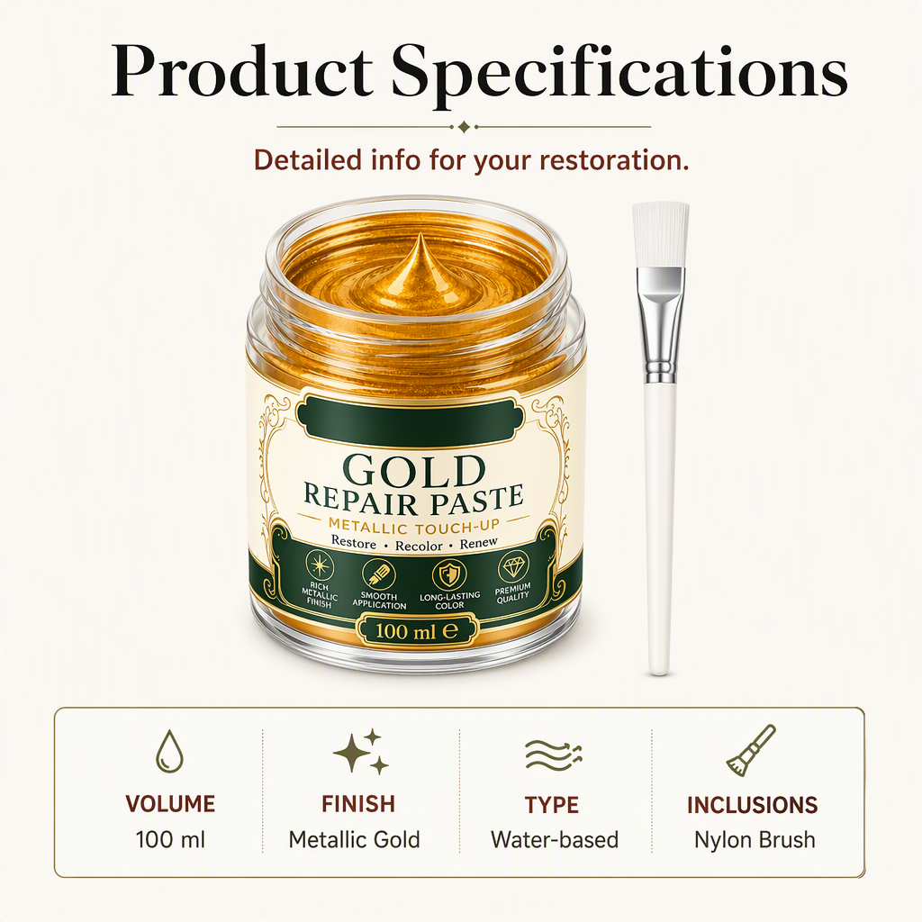 Gold Metallic Refinishing Repair Paste with Brush