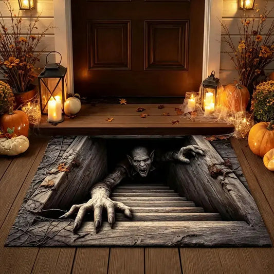 ❤️3D Halloween Optical Illusion Door Mat – Spooky Non-Slip Entryway Rug