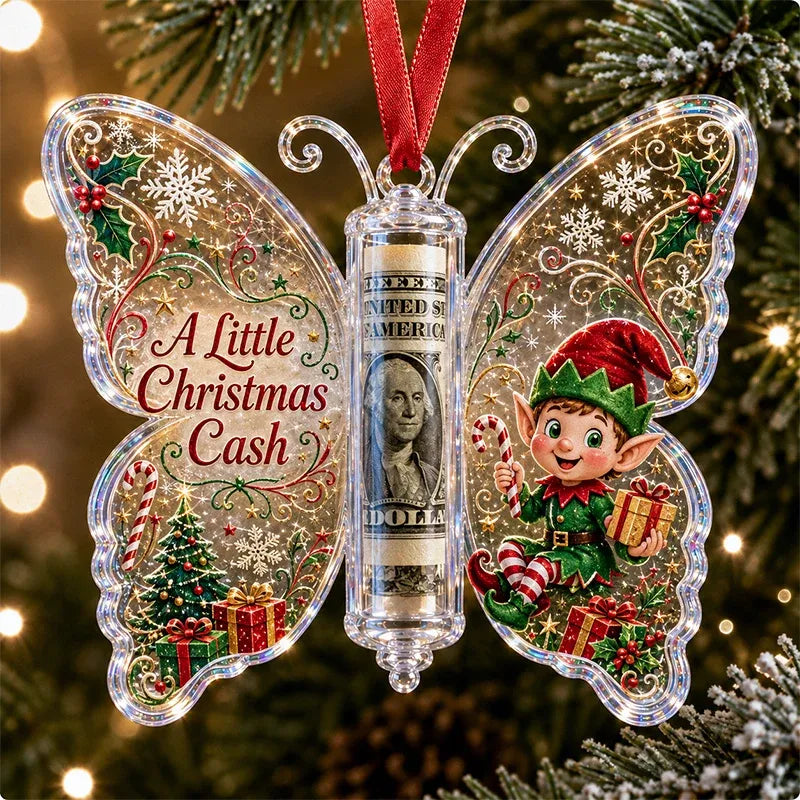 🦋💵 3D Embossed Butterfly Christmas Cash Gift Ornament – Holiday Money Holder Keepsake 🎄✨