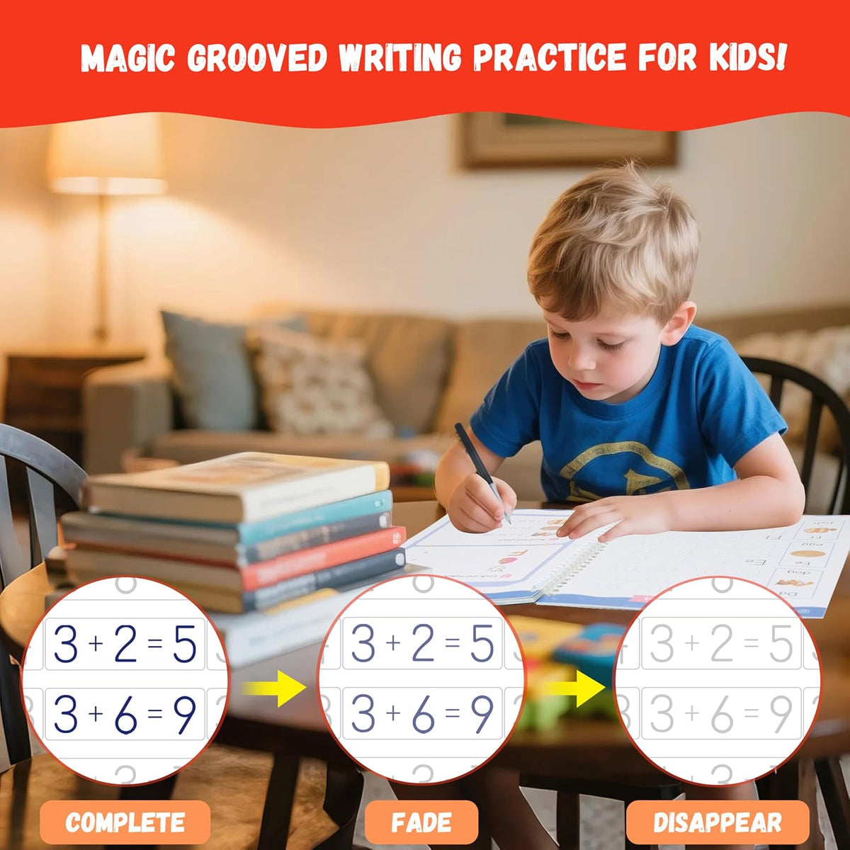 Tiktrove Reusable Grooved Handwriting Workbook for Kids