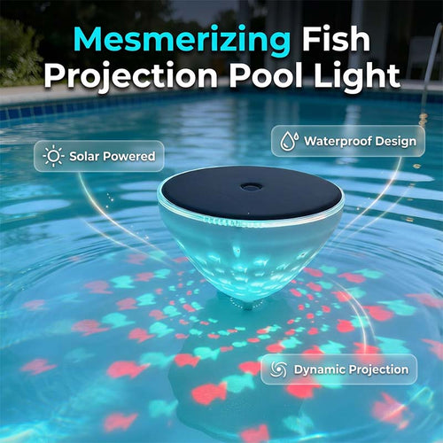 Solar Floating Pool Light – Fish-Pattern Projection Light for Pool, Pond & Outdoor Water Décor